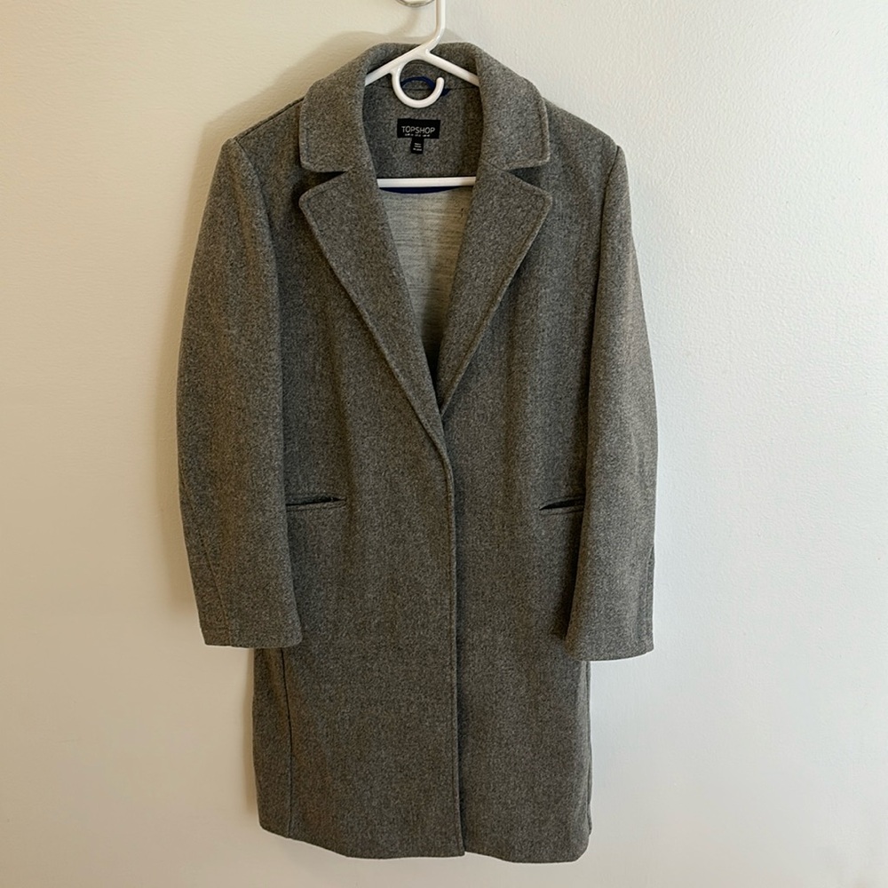 Top Shop - Wool blend cocoon pea coat, Size 6